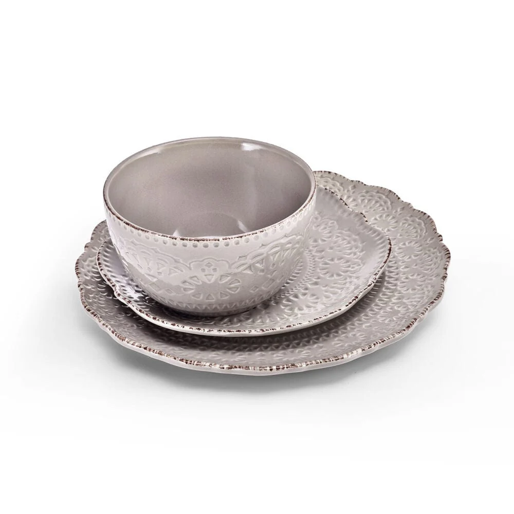 Chateau Smoke 12 Piece Dinnerware Set, Service for 4