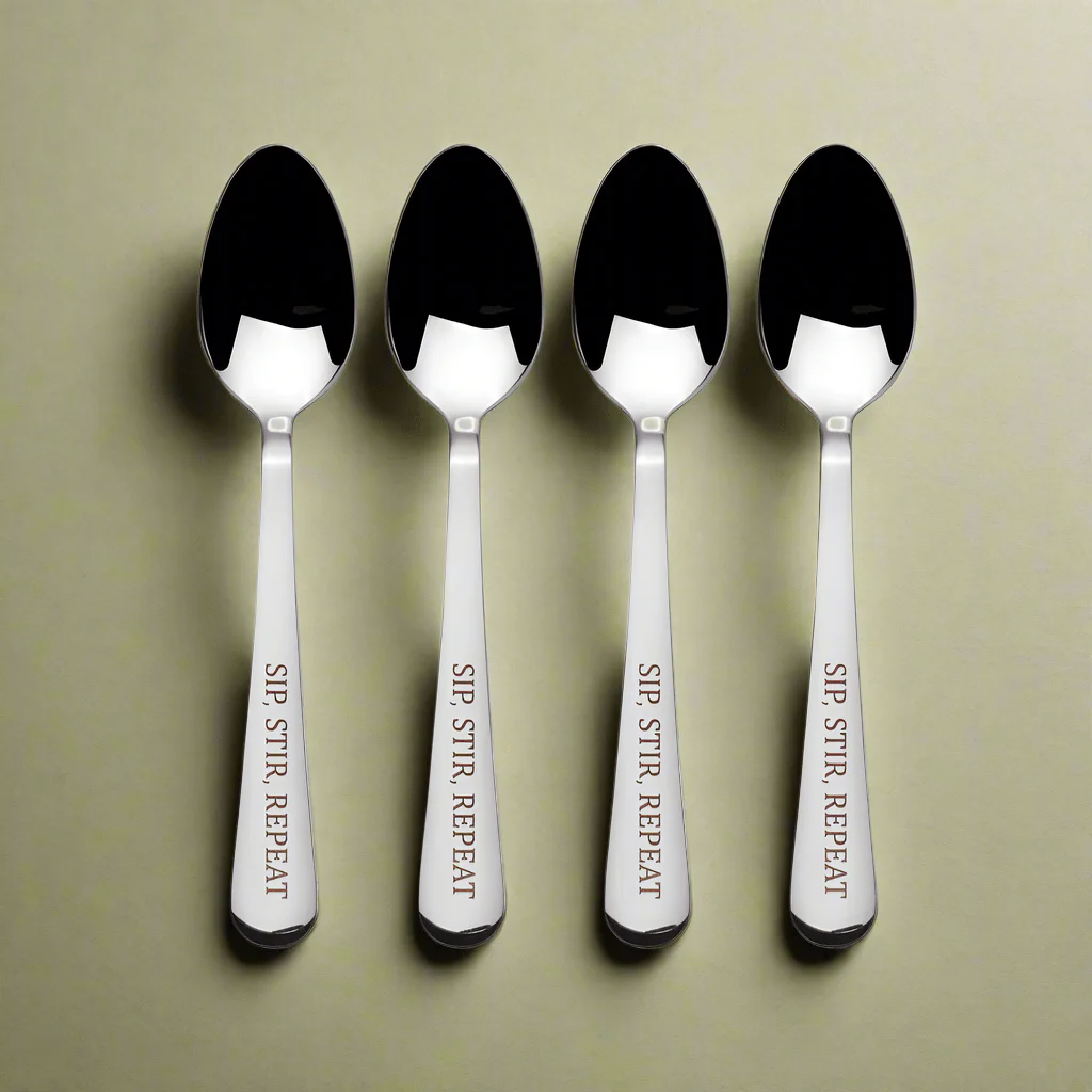 Sip Stir Repeat Set of 4 Mini Coffee Spoons
