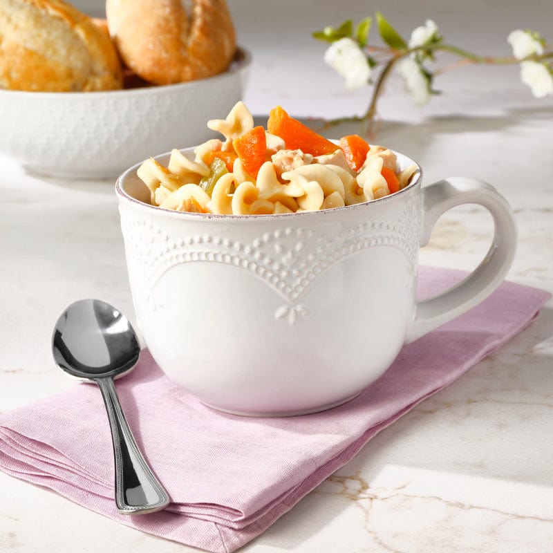 French Lace White Jumbo Soup Mug
