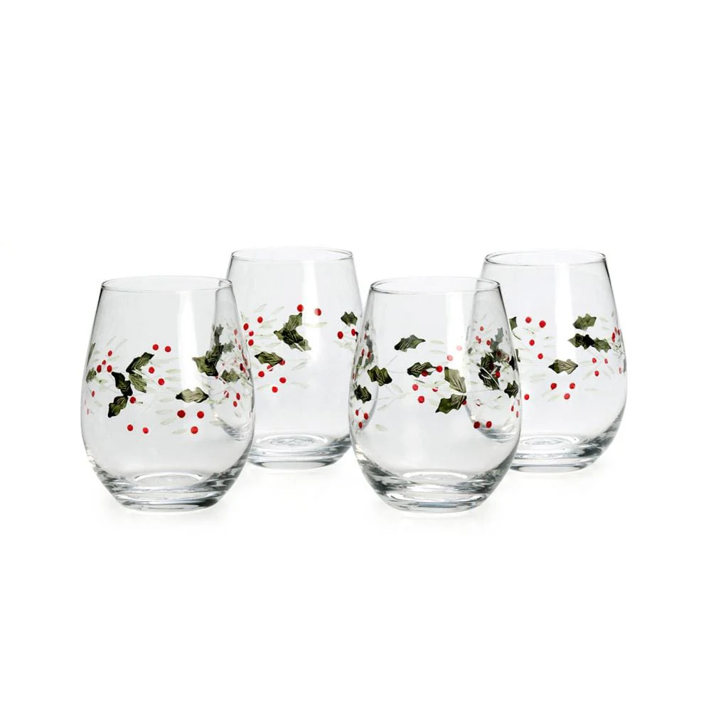 Winterberry® Set of 4 Stemless Wine Glasses