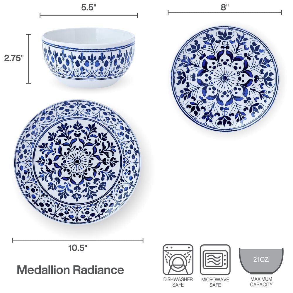 Medallion Radiance 12 Piece Dinnerware Set, Service for 4