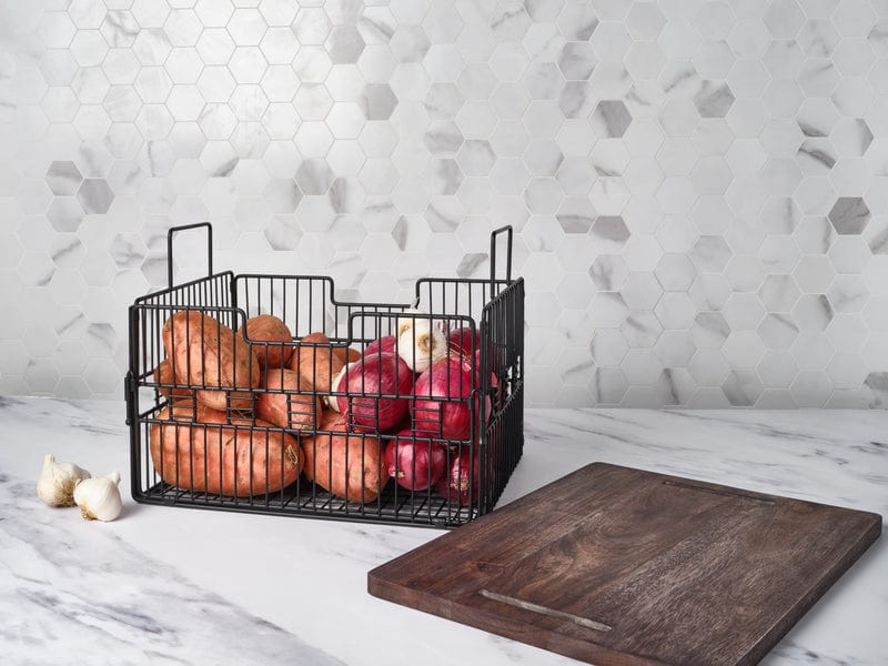 Madam Grid Stacking and Nesting Basket with Mango Wood Lid