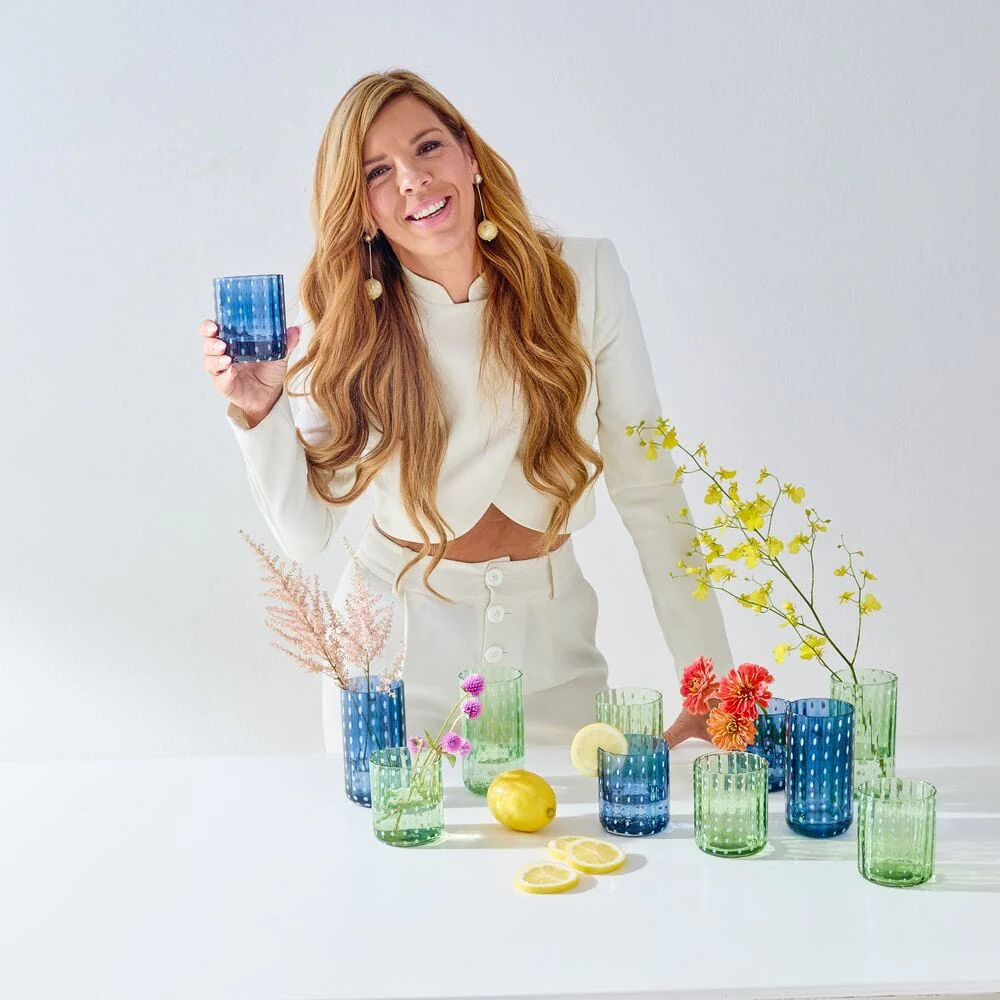 Darbie Angell Dappled Clouds Seafoam Set of 4 Highball Glasses