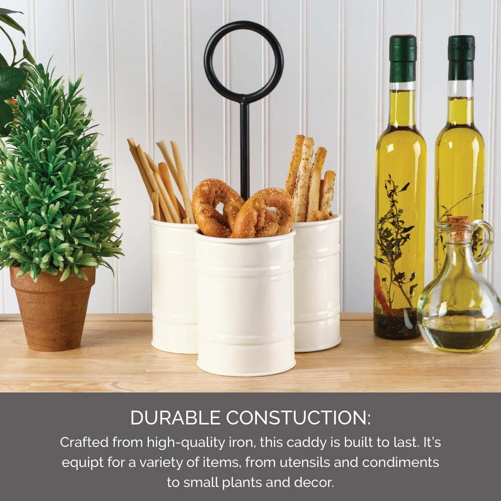 White Flatware Metal Storage Caddy