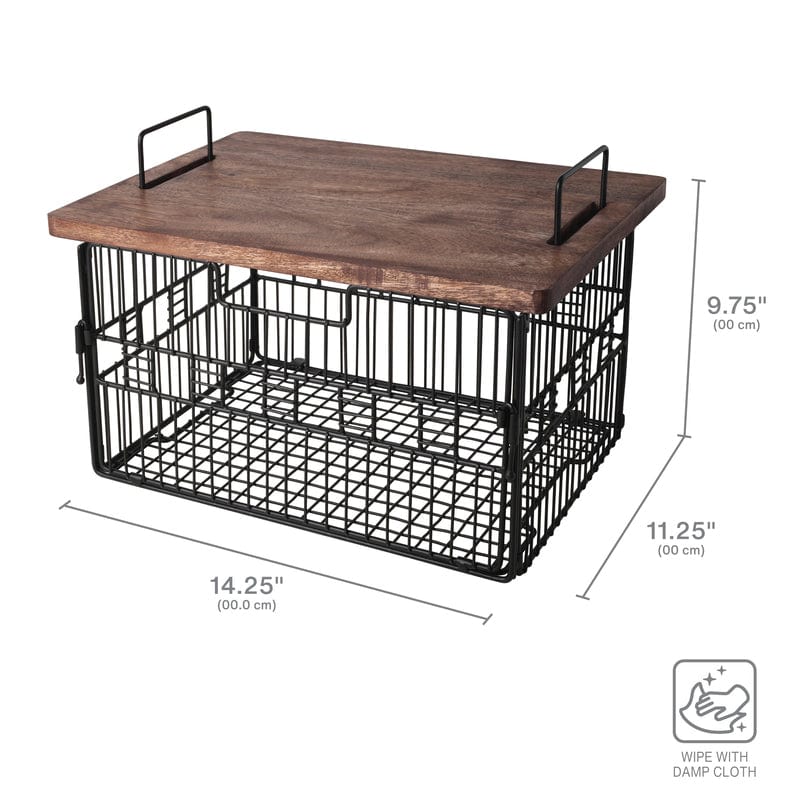 Madam Grid Stacking and Nesting Basket with Mango Wood Lid