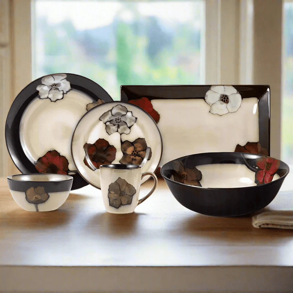 Painted Poppies Service for 8 with Serveware