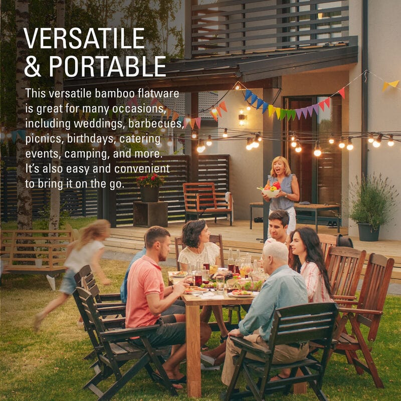 Let's Eat 72 Piece Bamboo Flatware Set