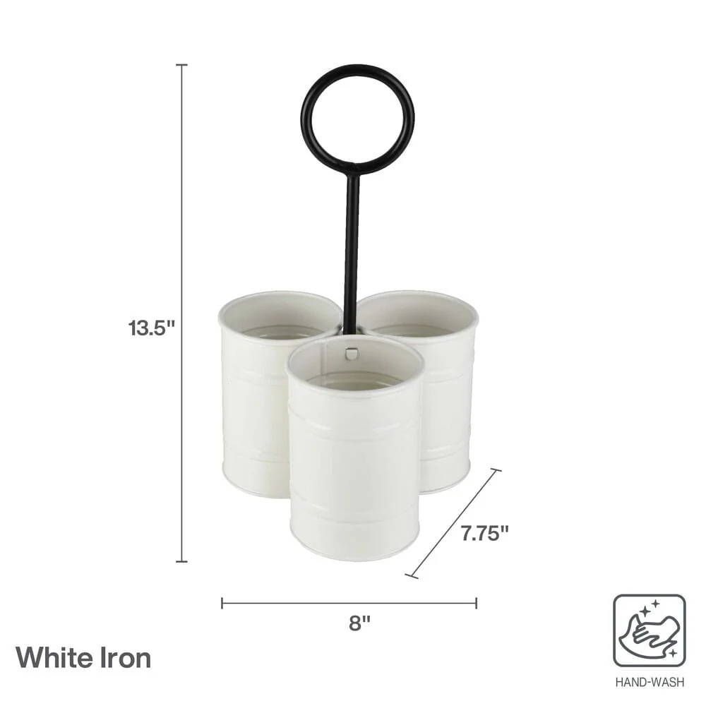 White Flatware Metal Storage Caddy