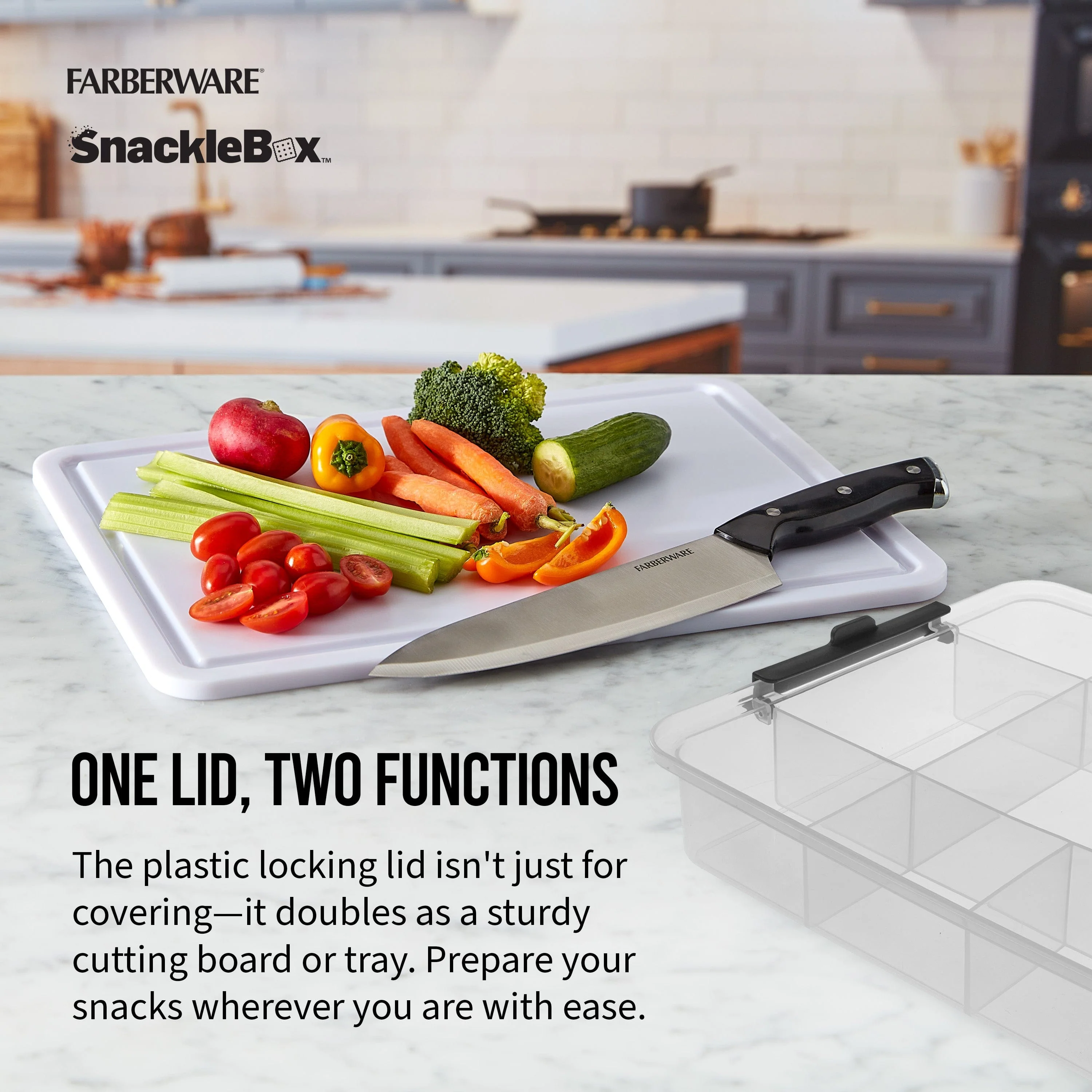 Farberware Build-A-Board ™ Snacklebox with Locking Plastic Cutting Board Lid