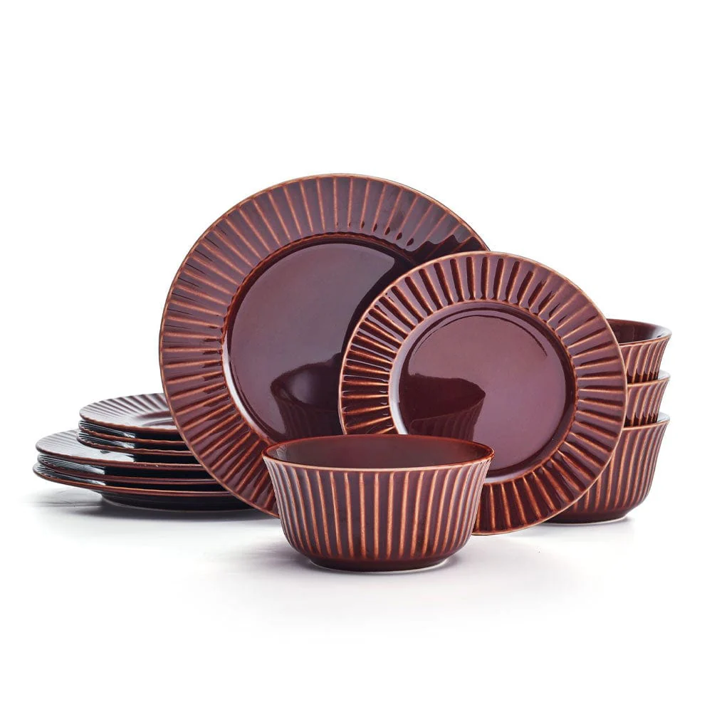 Dannie Red 12 Piece Dinnerware Set, Service for 4