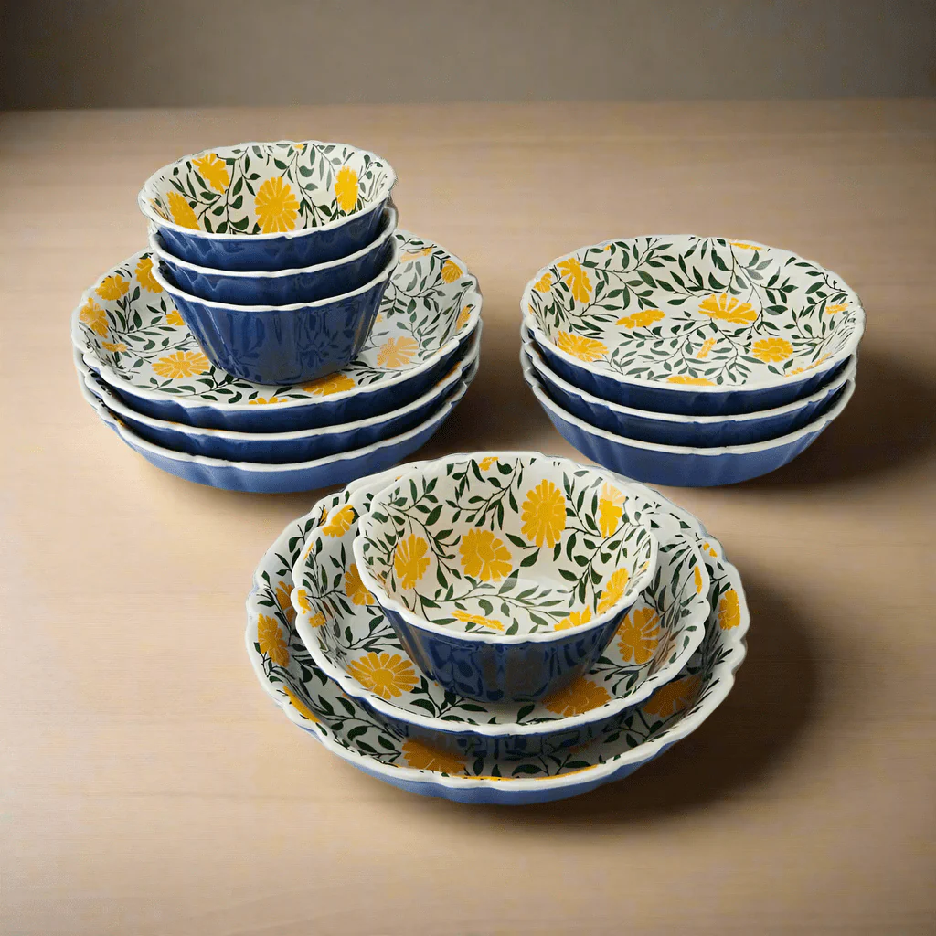 Tranquil Elegance 12 Piece Dinnerware Bowl Set, Service for 4