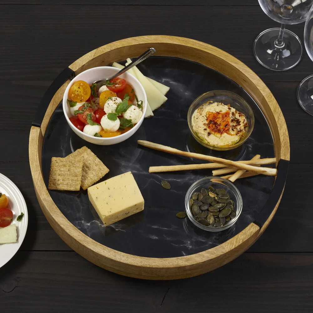 Black Marble Lazy Susan Serve Tray