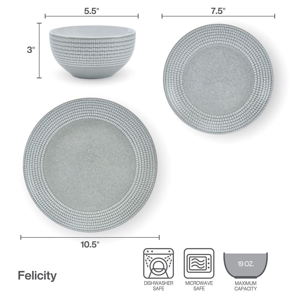 Felicity 12 Piece Dinnerware Set, Service for 4