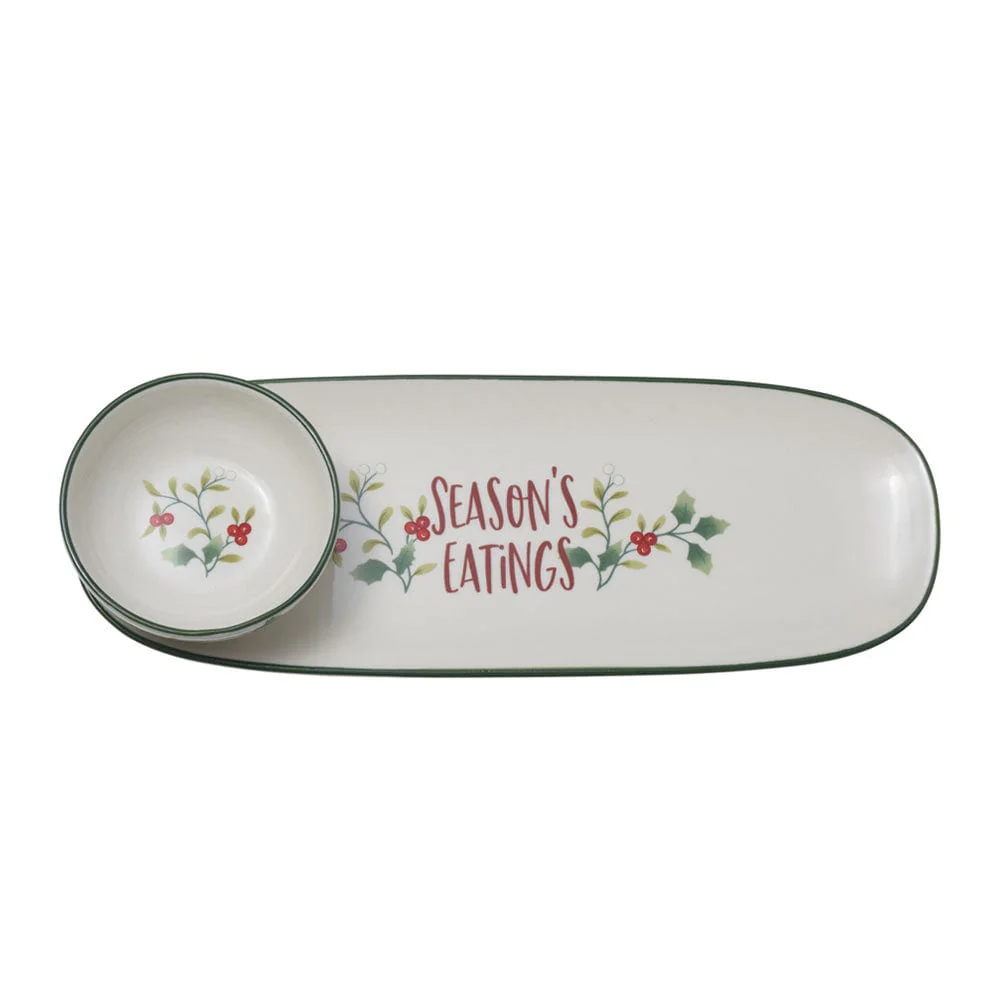 Winterberry® Sentiments Serve Tray with Dip Bowl