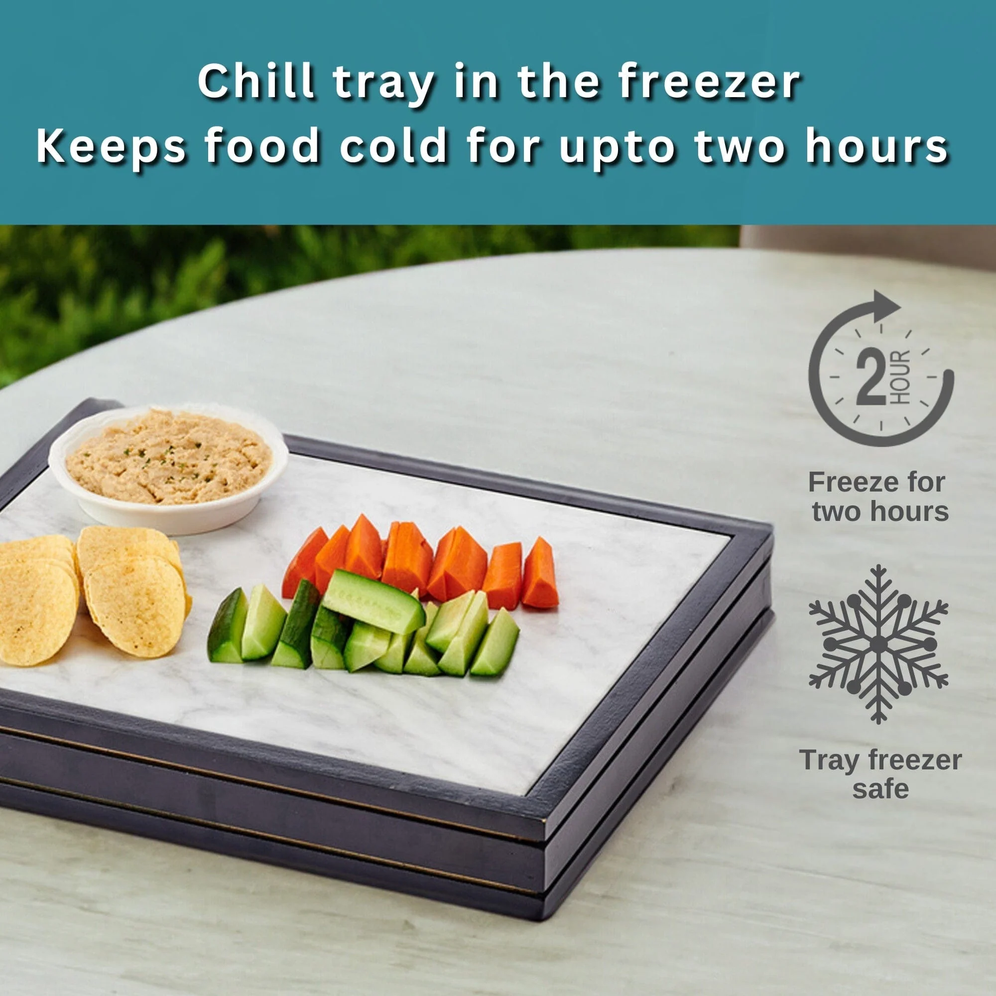 Freezable Cooling Serve Tray with Wood Base