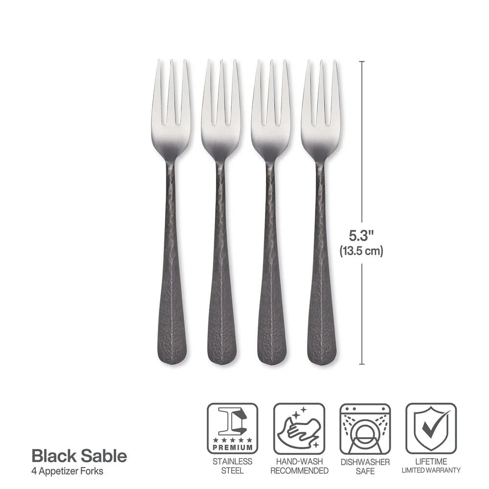 Sable Black Set of 4 Appetizer Forks