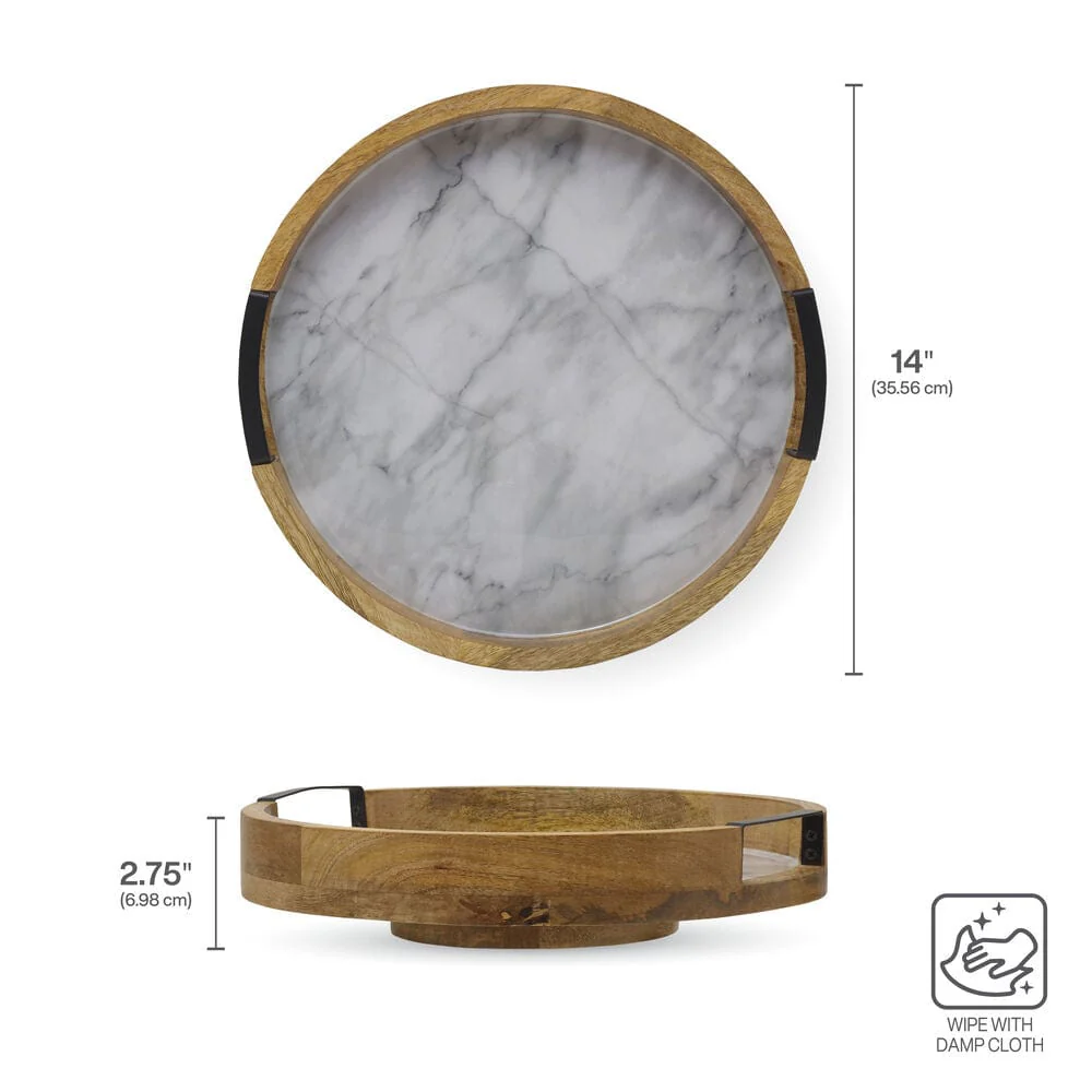 Gray Marble Lazy Susan Serve Tray
