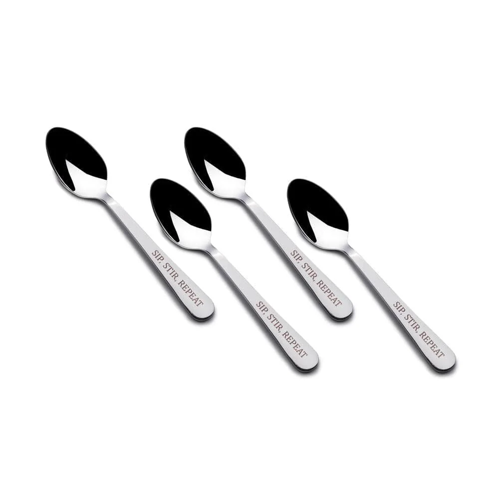 Sip Stir Repeat Set of 4 Mini Coffee Spoons