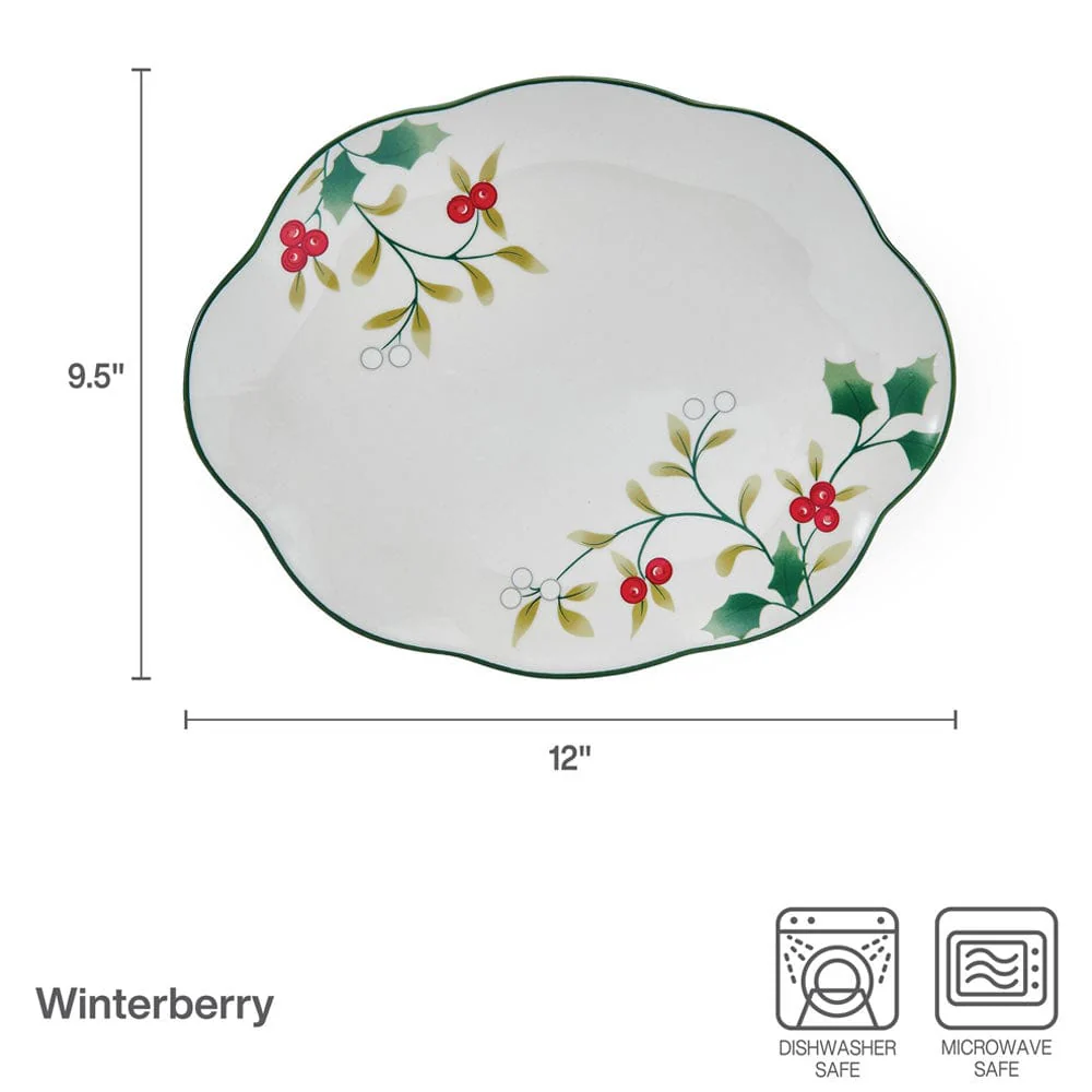 Winterberry® Set of 2 Holly Serving Platters