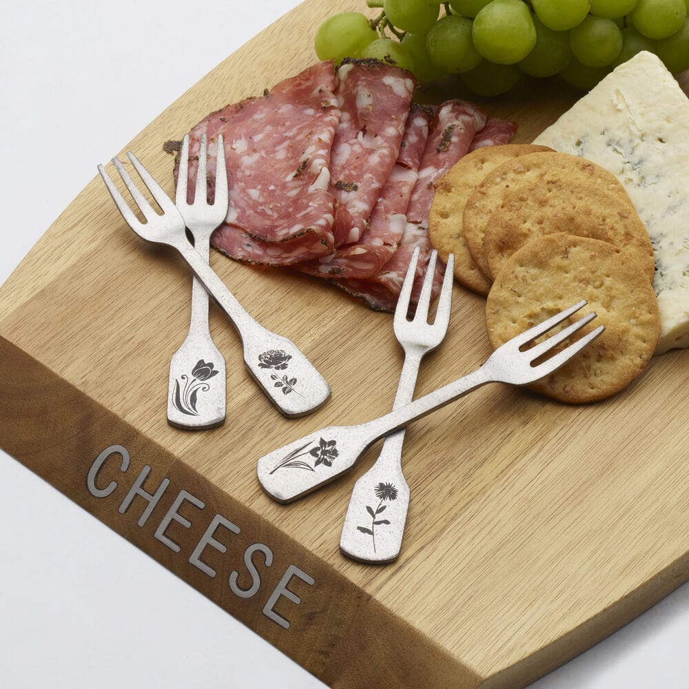 Matte Floral Set of 4 Appetizer Forks