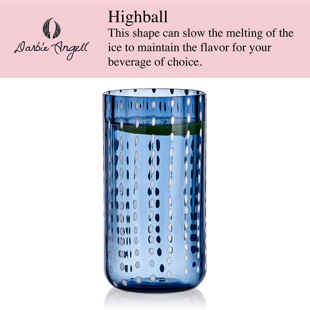 Darbie Angell Dappled Clouds Cobalt Set of 4 Highball Glasses