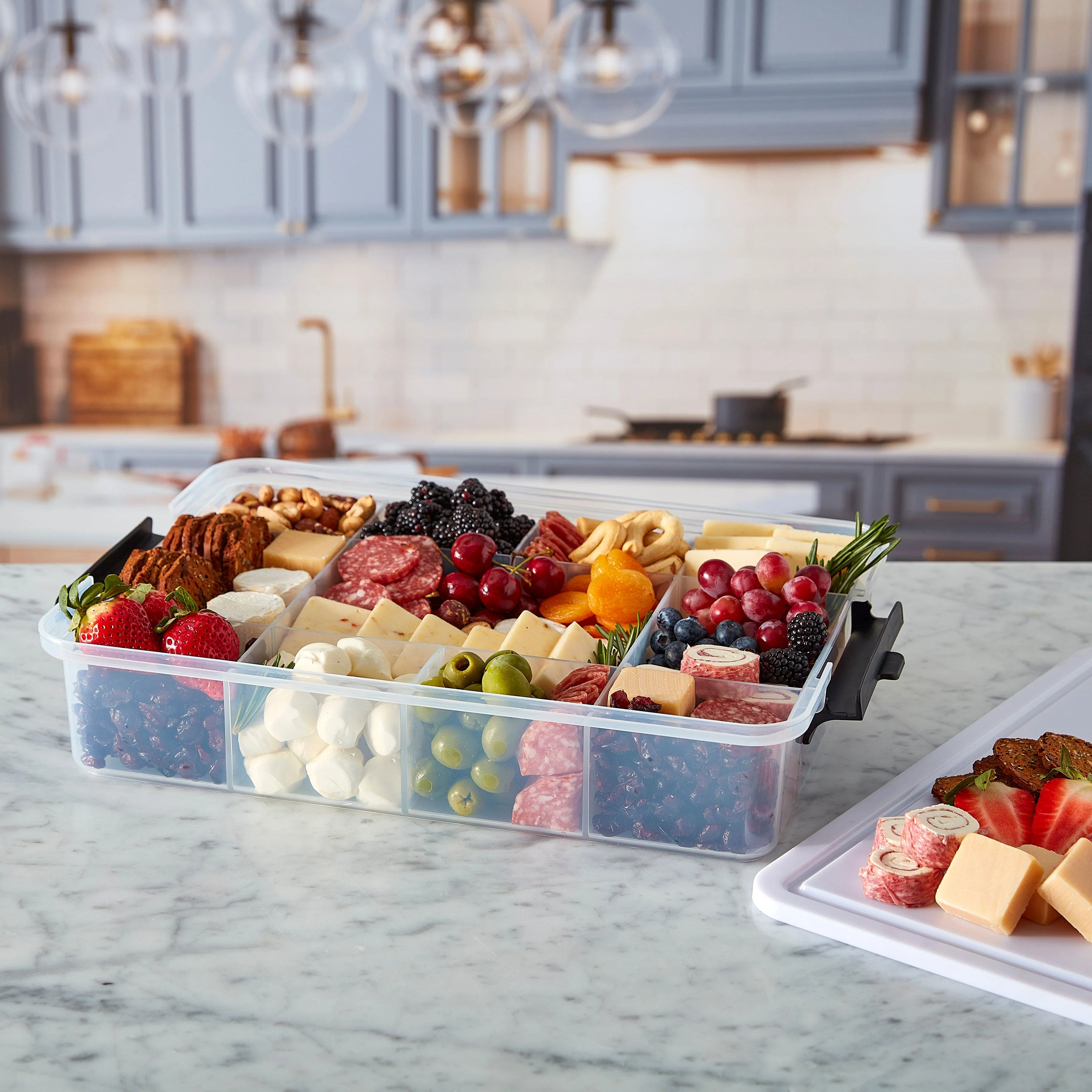 Farberware Build-A-Board ™ Snacklebox Locking Cutting Board Lid, Portable Charcuterie Storage with Compartments 11x16