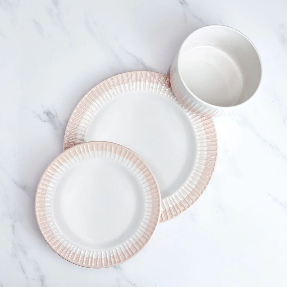Darbie Angell Rising Up Blush 12 Piece Dinnerware Set, Service for 4