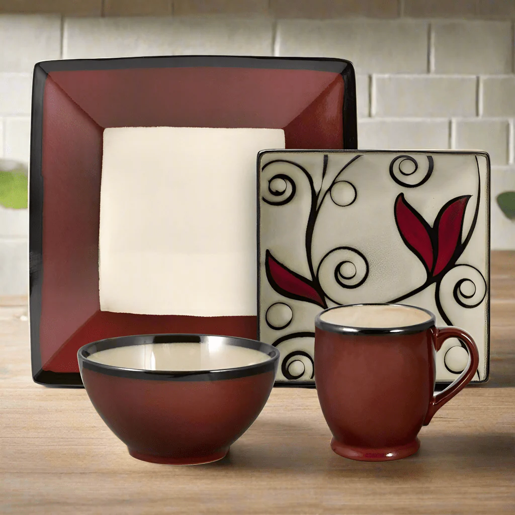 Belmont Square Red Vine Dinnerware Set