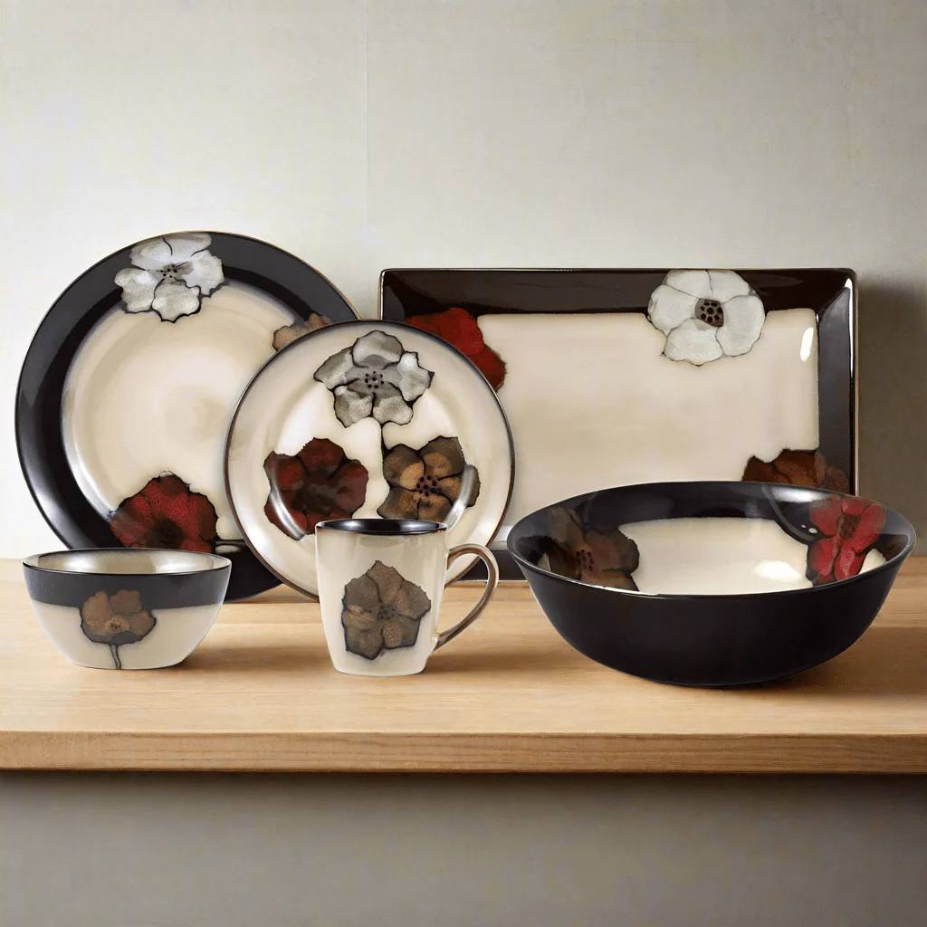 Painted Poppies Service for 8 with Serveware