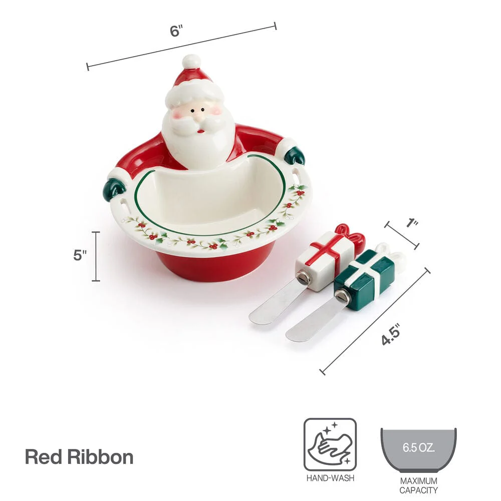 Winterberry® Santa Dip Bowl with Gift Spreaders