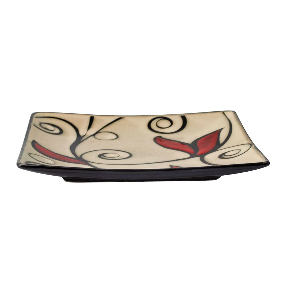 Belmont Set of 4 Square Red Vine Salad Plates