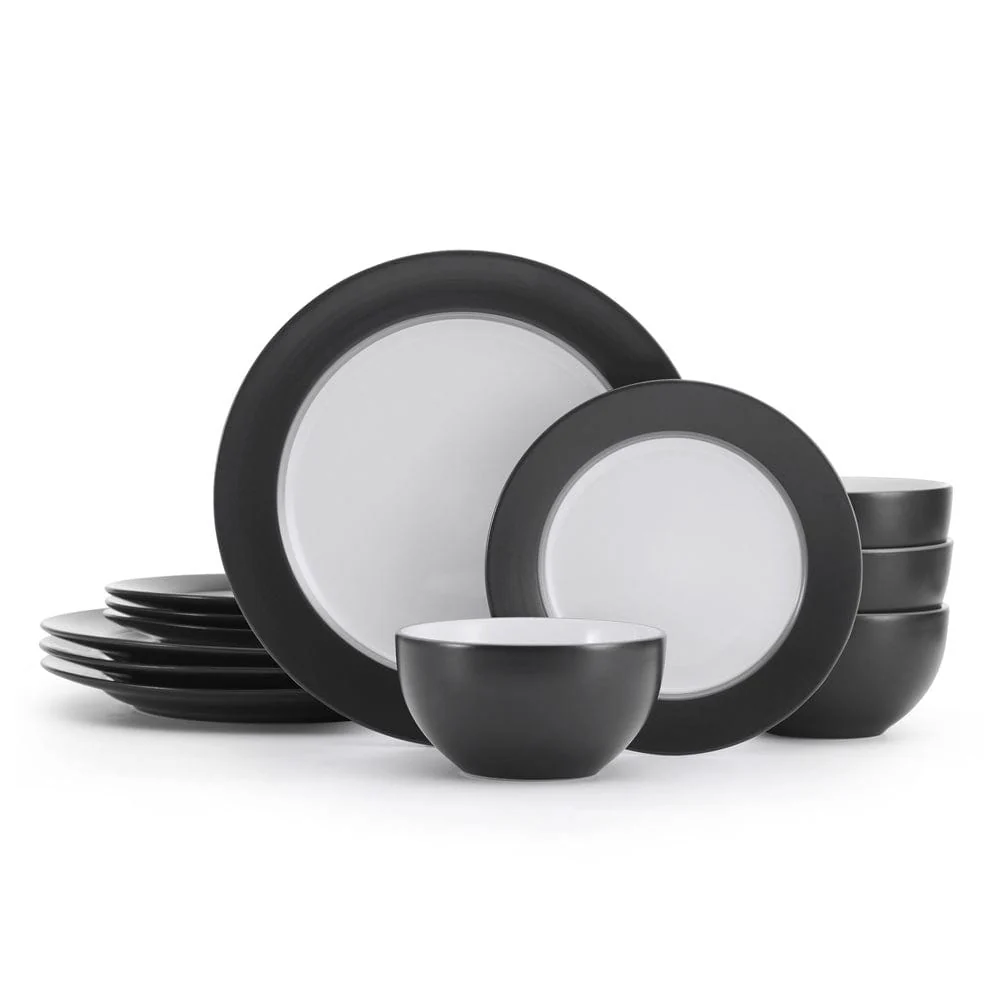 Grayson Charcoal 12 Piece Dinnerware Set, Service for 4