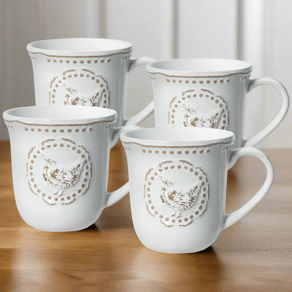 Farmhouse Hen Set of 4 Mugs