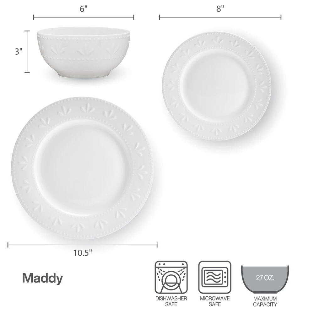 Maddy 12 Piece Dinnerware Set, Service for 4
