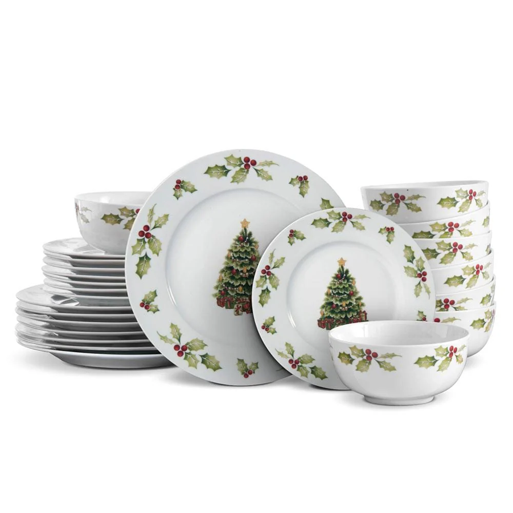 Christmas Day 24 Piece Dinnerware Set, Service for 8