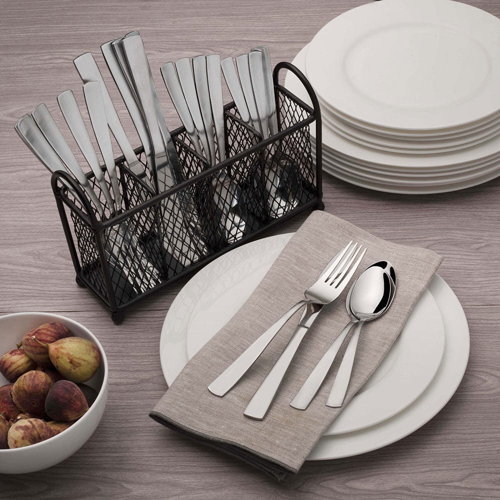 Satin Danford 24 Piece Flatware Set with Wire Caddy, Service for 6