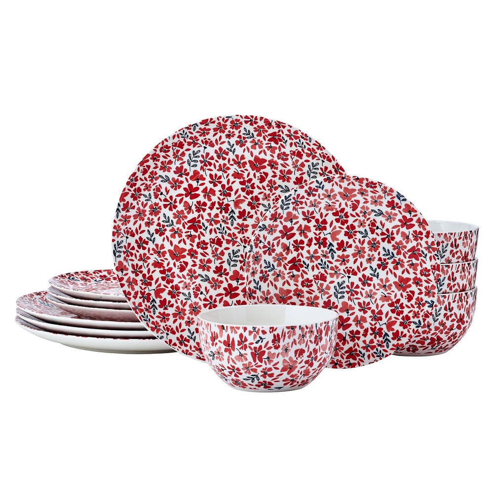 Radiant Blossom 12 Piece Dinnerware Set, Service for 4