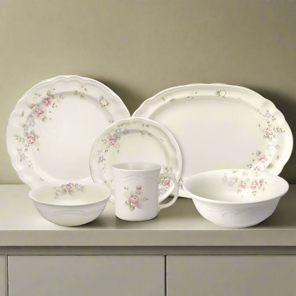 Tearose 32 Piece Dinnerware Set Service for 8 with Serveware