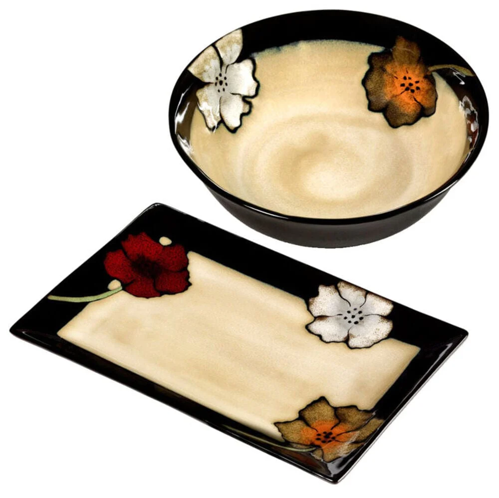 Painted Poppies Service for 8 with Serveware