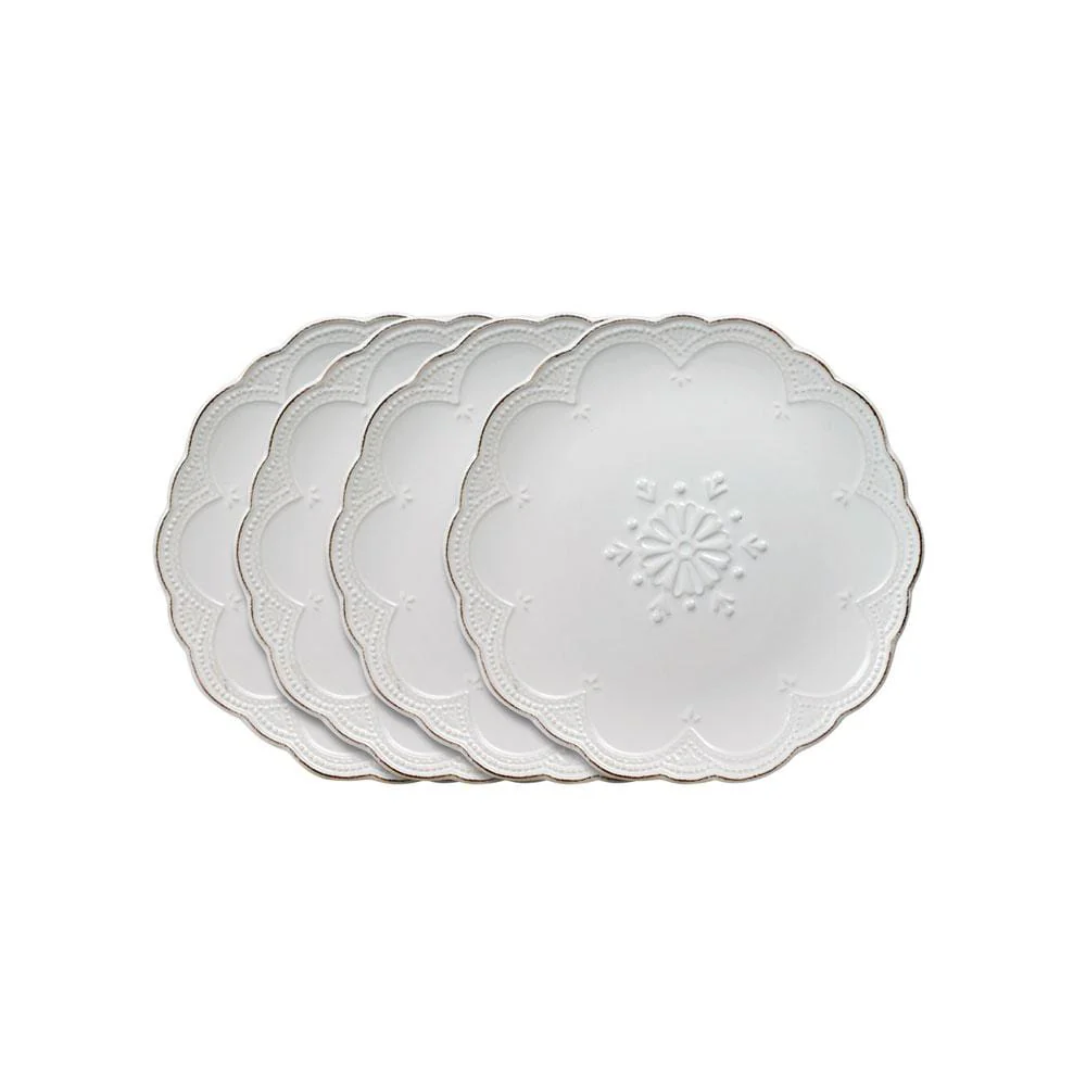 French Lace Set of 4 White Salad Plates