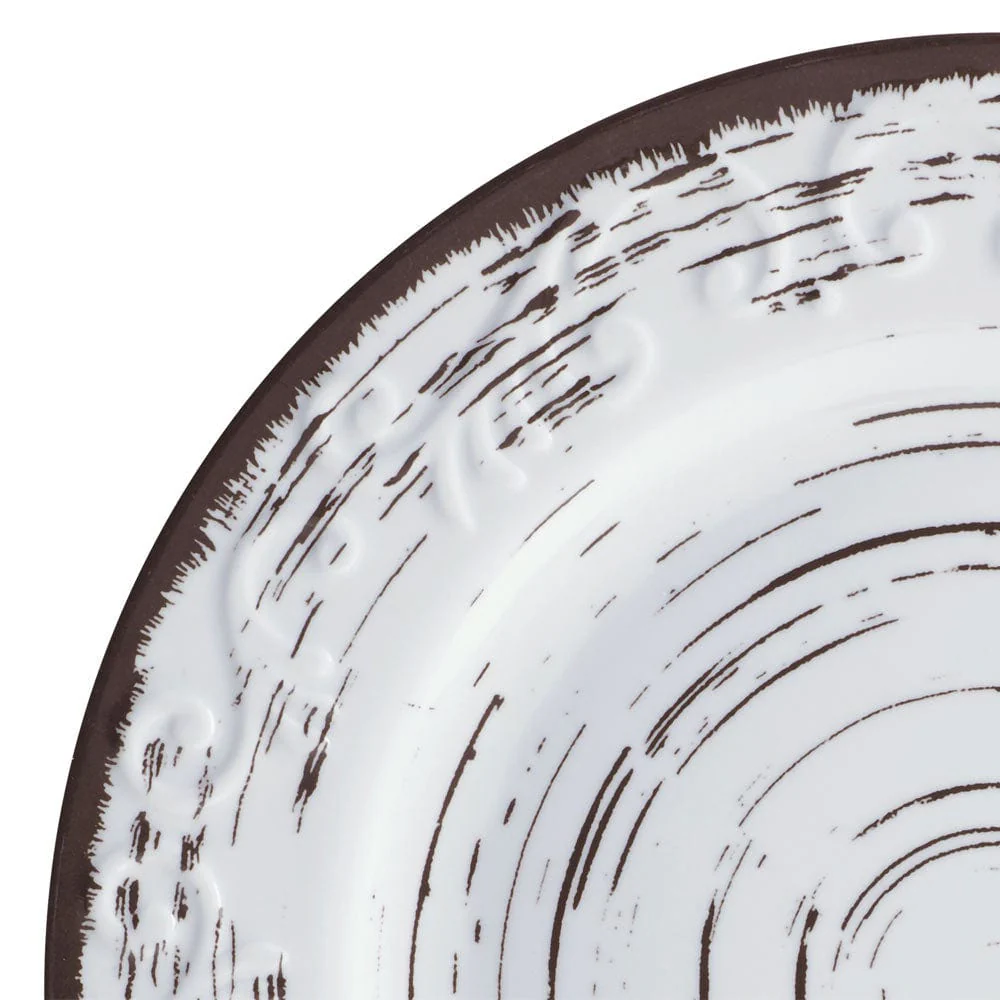 Trellis White 12 Piece Outdoor Melamine Dinnerware Set, Service for 4