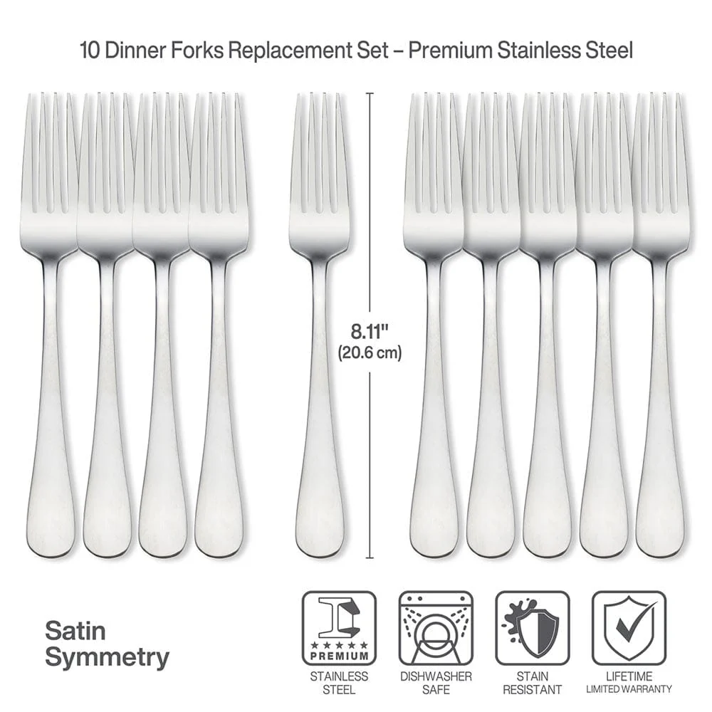Satin Symmetry Set of 10 Dinner Forks