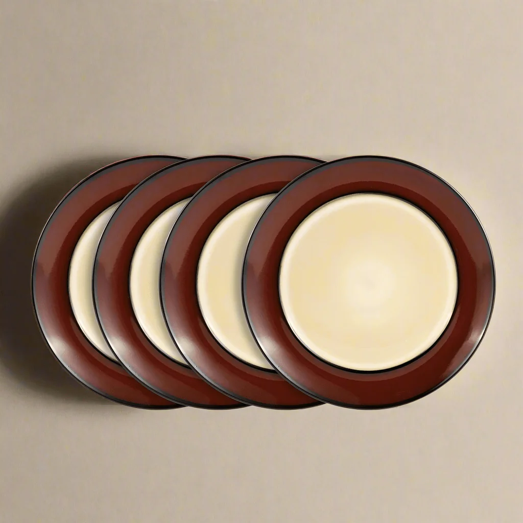 Belmont Set of 4 Red Round Dinner Plates