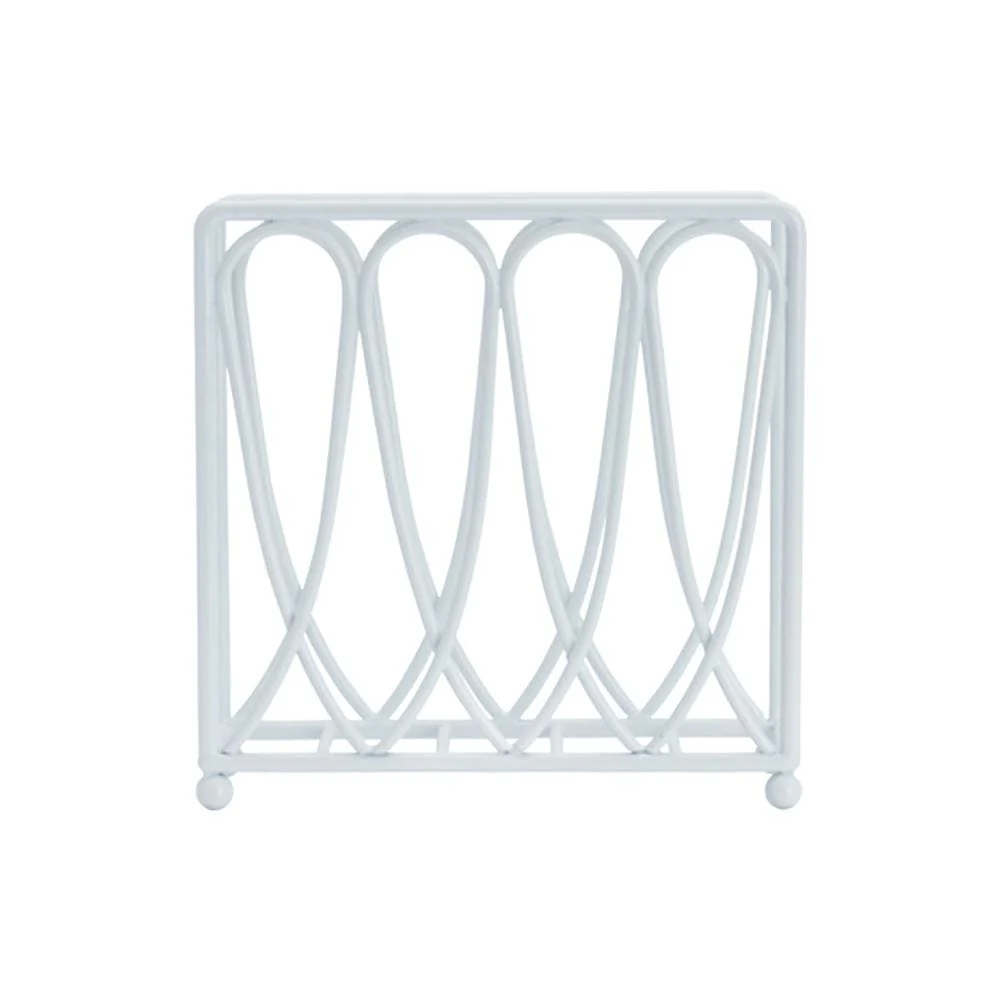 Victorian Loop White Wire Napkin Holder