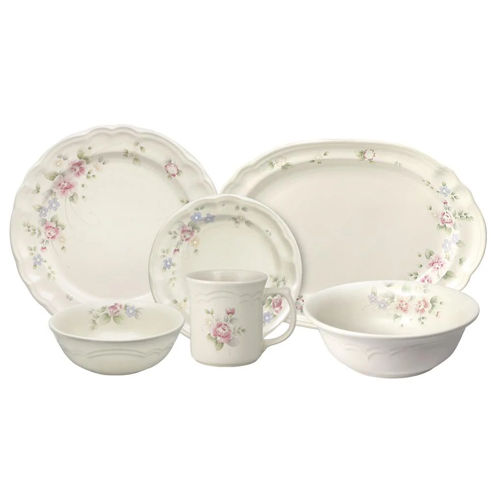Tearose 32 Piece Dinnerware Set Service for 8 with Serveware