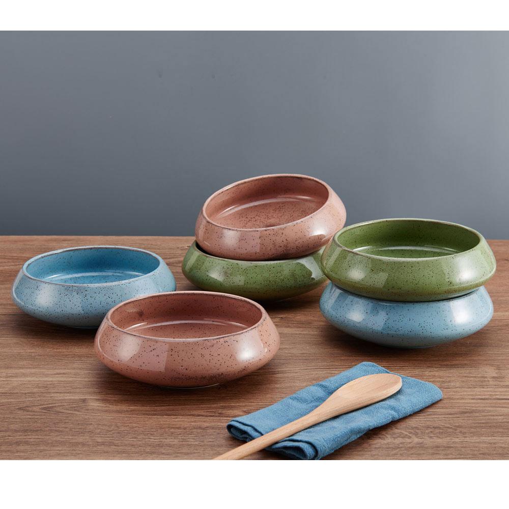 Modern Set of 6 Speckled Bowls, Assorted