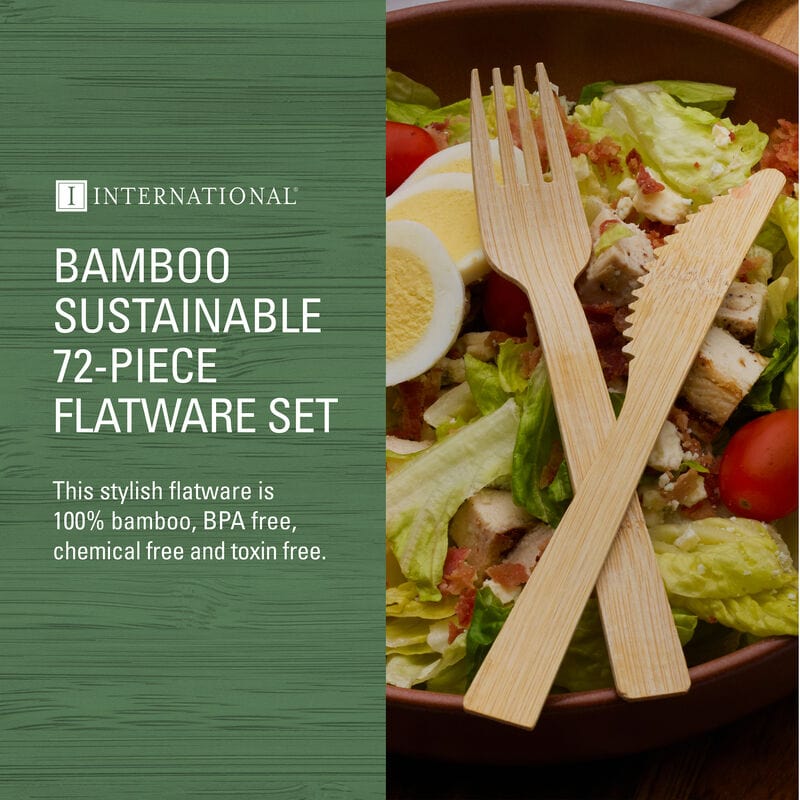 Let's Eat 72 Piece Bamboo Flatware Set