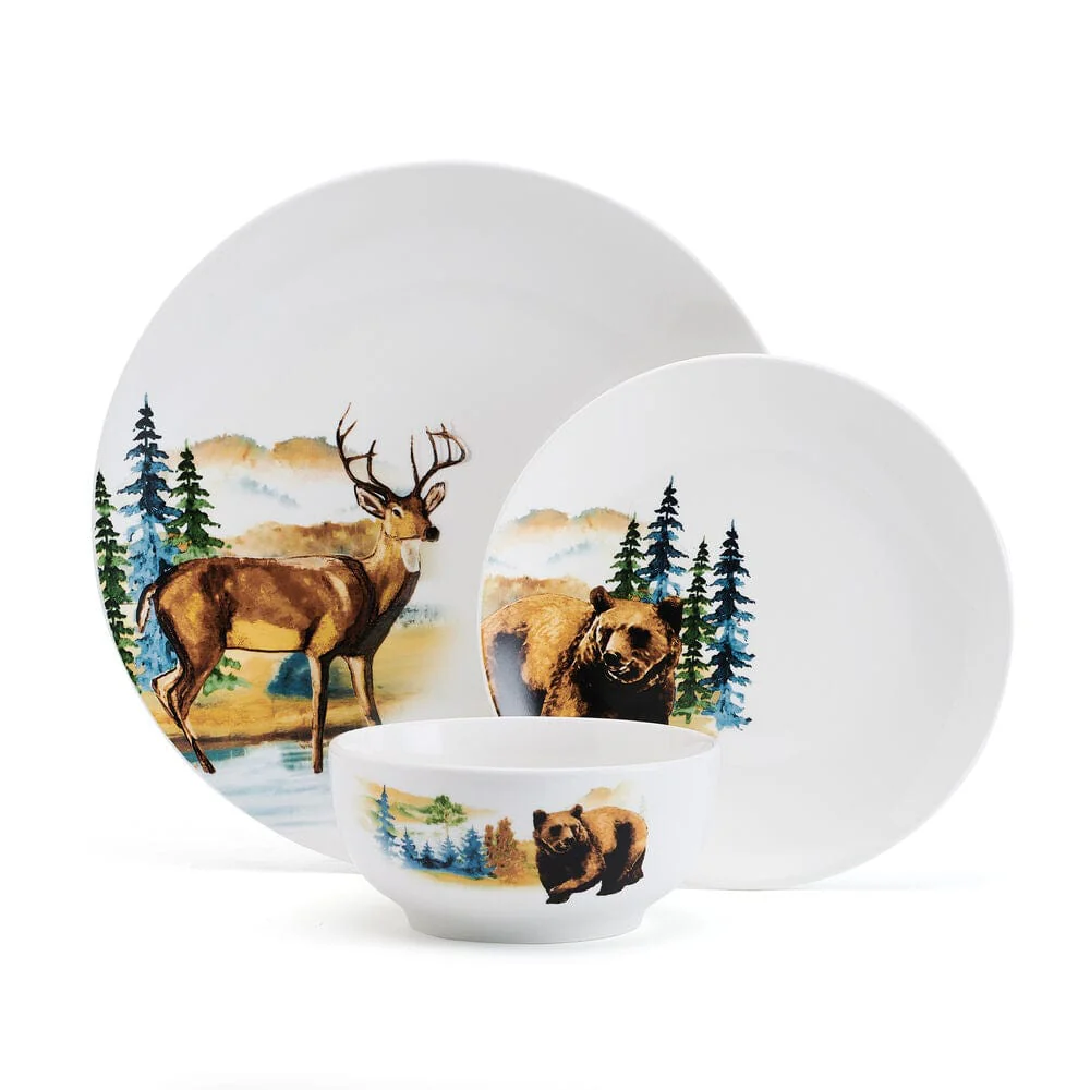 Woodland Animals 12 Piece Dinnerware Set, Service for 4