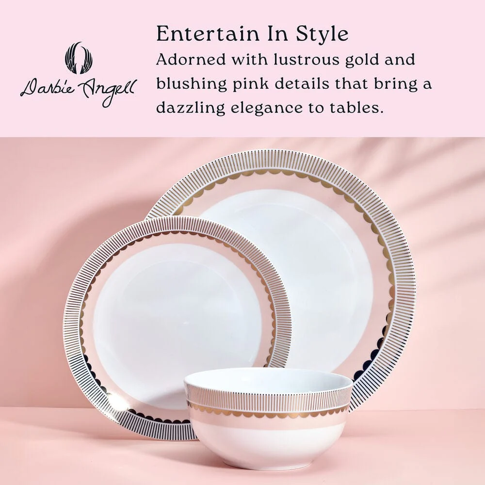 Darbie Angell Golden Charm Metallic 12 Piece Dinnerware Set, Service for 4