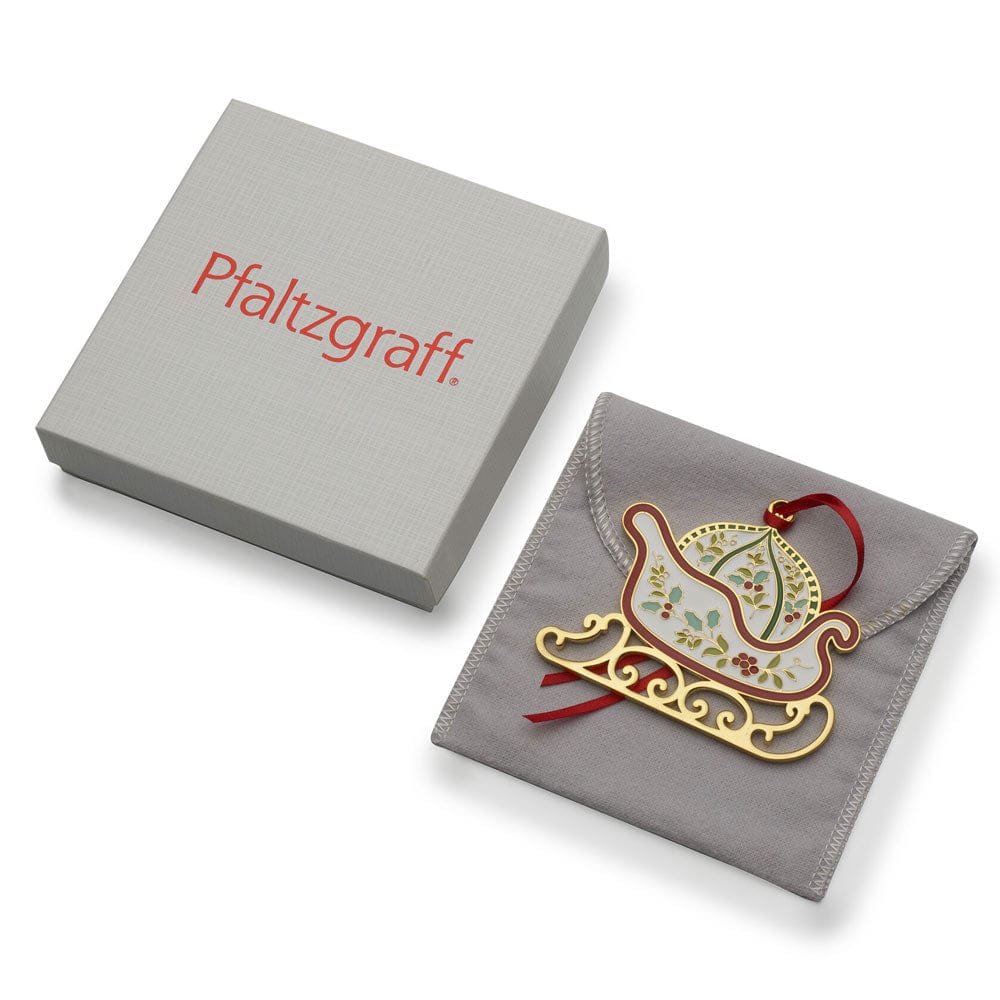 Winterberry® Gold Plated Enamel Sleigh Christmas Ornament